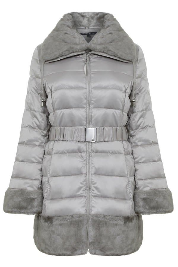 Dawn Levy Womens Faux Fur Jacket Platinum Back
