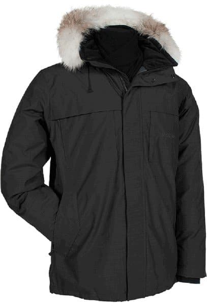 Quartz Nature Mens Adrian Down Twill Melange Jacket With Coyote Fur