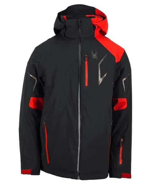 Spyder Men's Leader Jacket 13 W Black with Volcano on Black